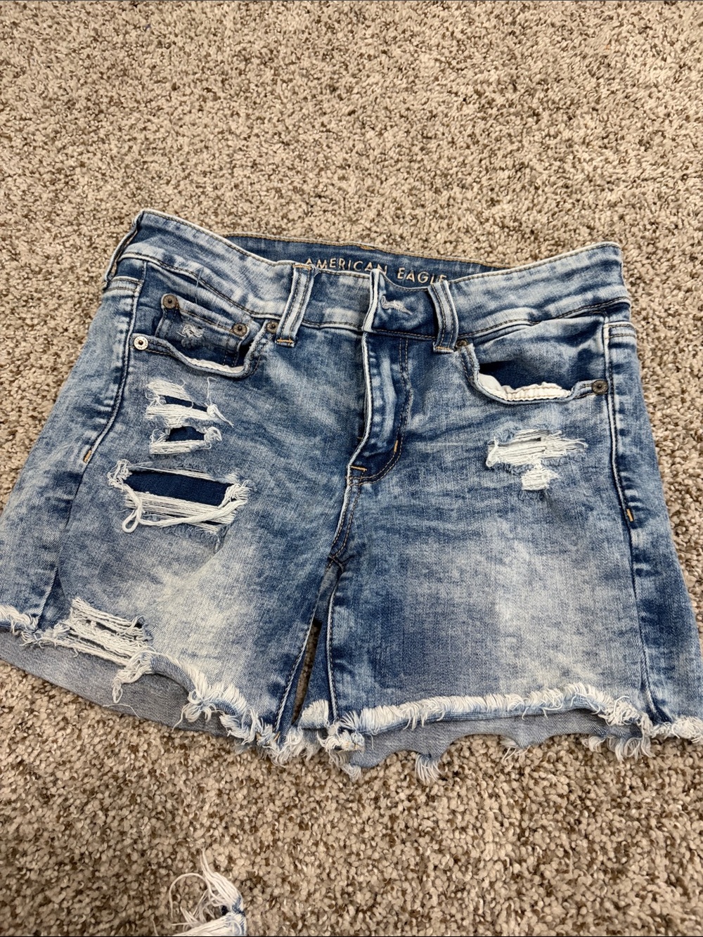 American Eagle Outfitters Distressed Light Blue Jean Shorts
